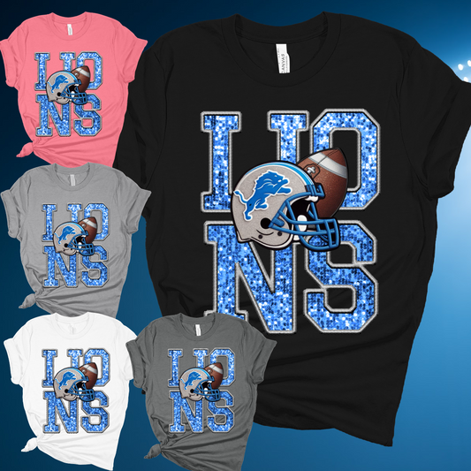 Detroit Football Faux Glitter - Bella Canvas Tee (Adult)