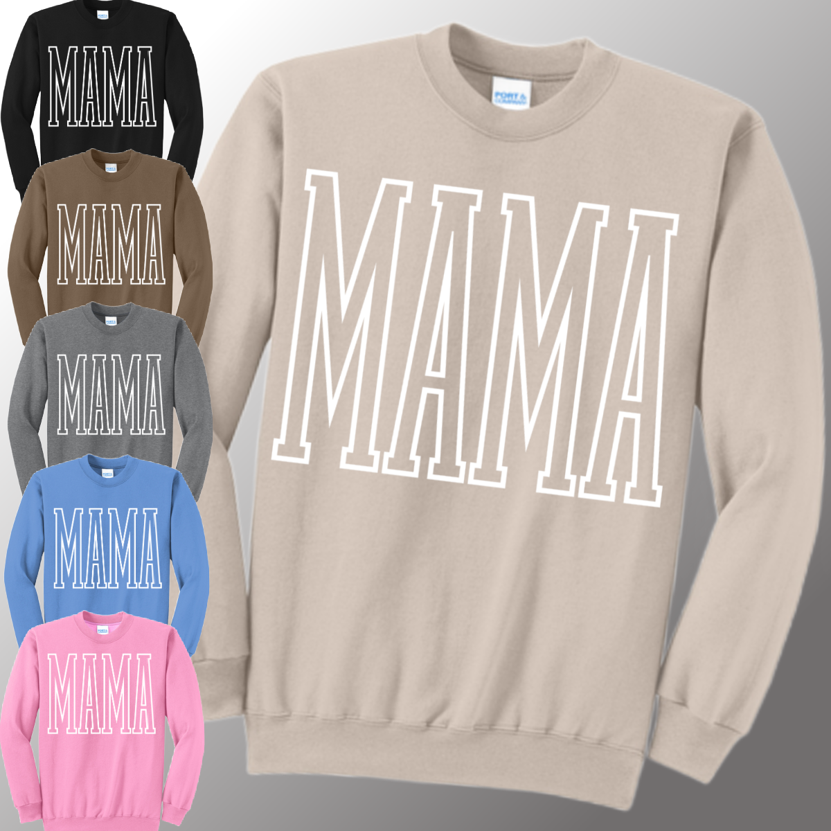 Mama/Hollow Font Basic Sweatshirt (Adult)