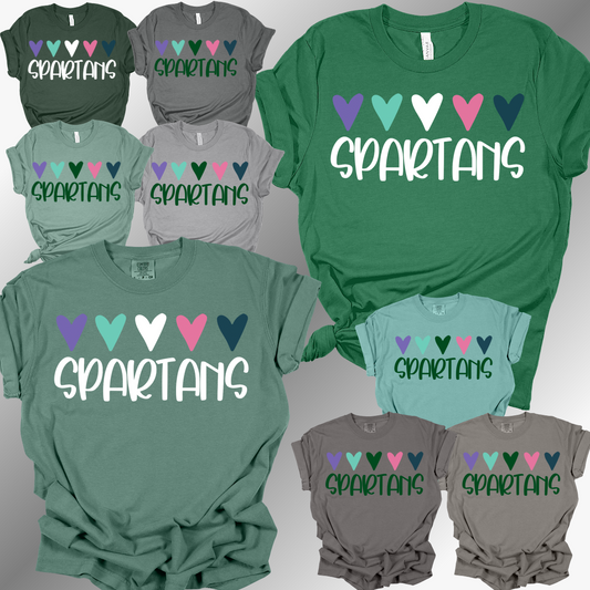 Pinconning Spartans - Fun Hearts Tee (Adult)