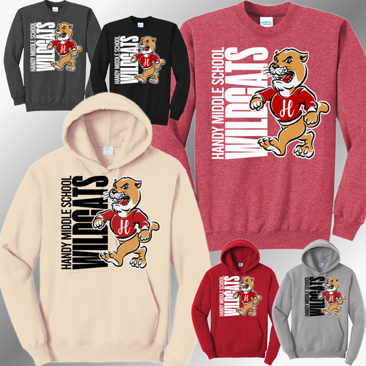 Handy Wildcats - Vintage Mascot Basic Sweatshirt (Adult)