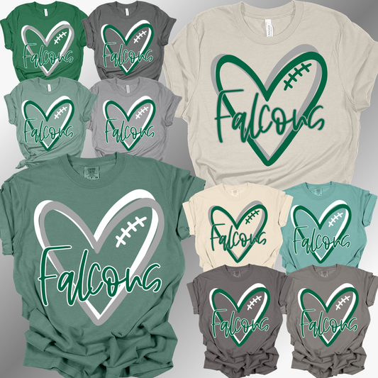 Freeland Falcons -Football Heart Tee (Adult)