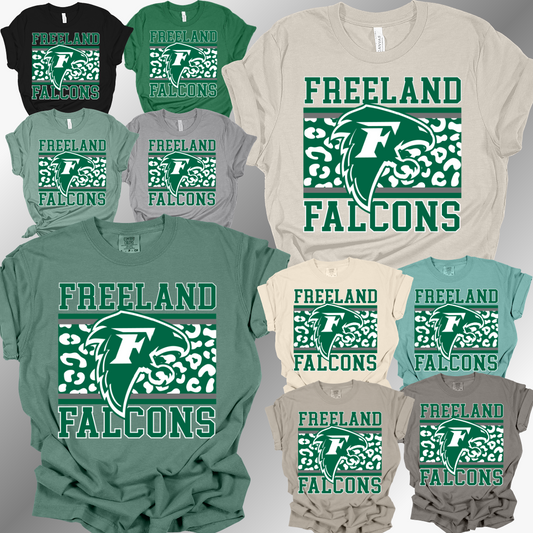 Freeland Falcons - Leopard Background Tee (Adult)