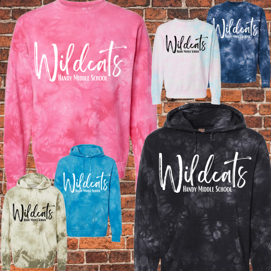 Handy Wildcats - Simple Script Premium Tie Dye Sweatshirt (Adult)