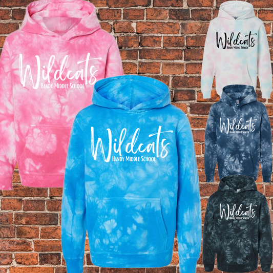 Handy Wildcats - Simple Script Premium Tie Dye Hoodie (Youth)