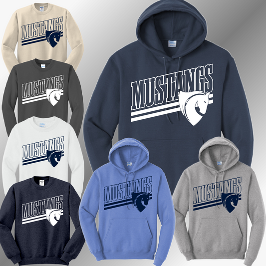Meridian Mustangs - Angled Logo Basic Sweatshirt (Adult)