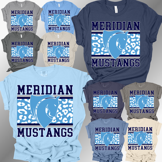 Meridian Mustangs - Leopard Background Tee (Adult)