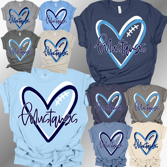 Meridian Mustangs - Football Heart Tee (Adult)