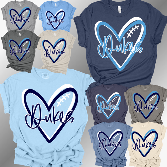 Garber Dukes - Football Heart Tee (Adult)