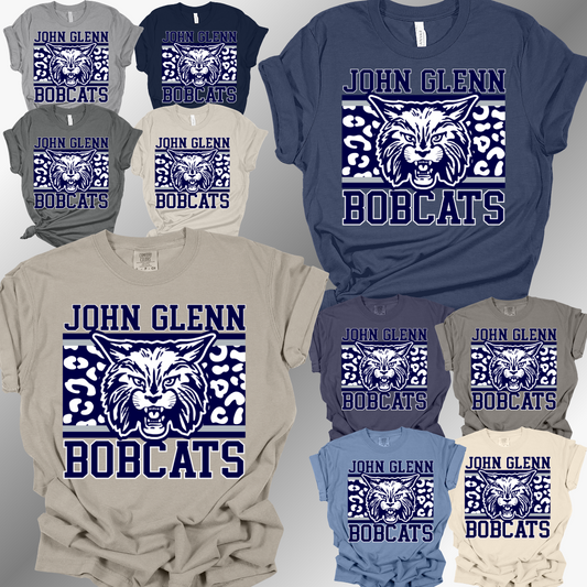 John Glenn Bobcats - Leopard Background Tee (Adult)