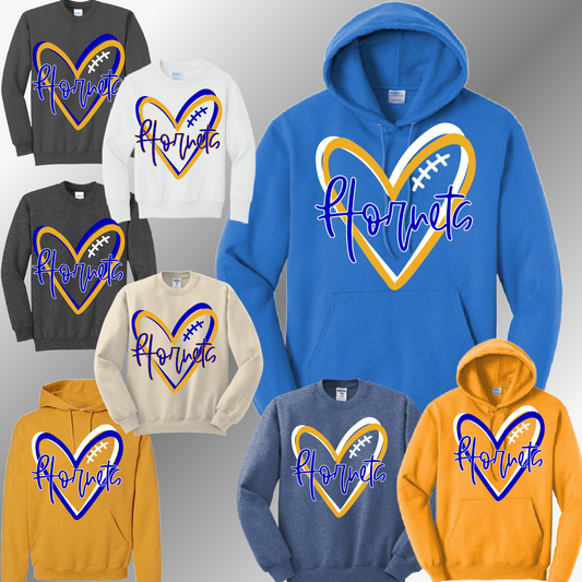 Harrison Hornets - Football Heart Basic Sweatshirt (Adult)