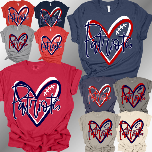 Unionville Sebewaing USA Patriots - Football Heart Tee (Adult)
