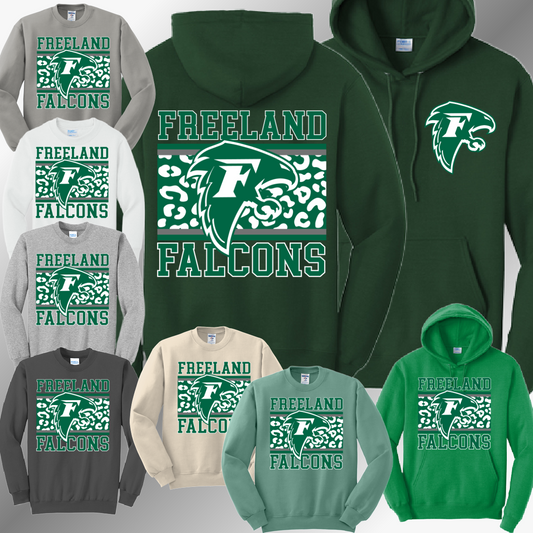 Freeland Falcons - Leopard Background Basic Sweatshirt (Adult)