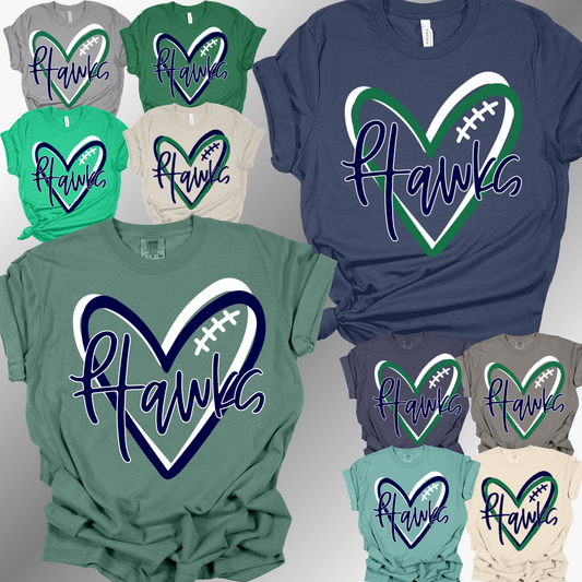 Heritage Hawks - Football LOVE Tee (Adult)