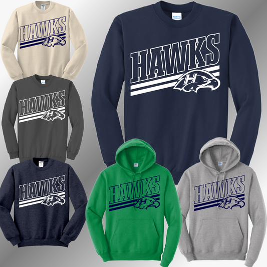 Heritage Hawks - Angled Mascot Basic Sweatshirt (Adult)