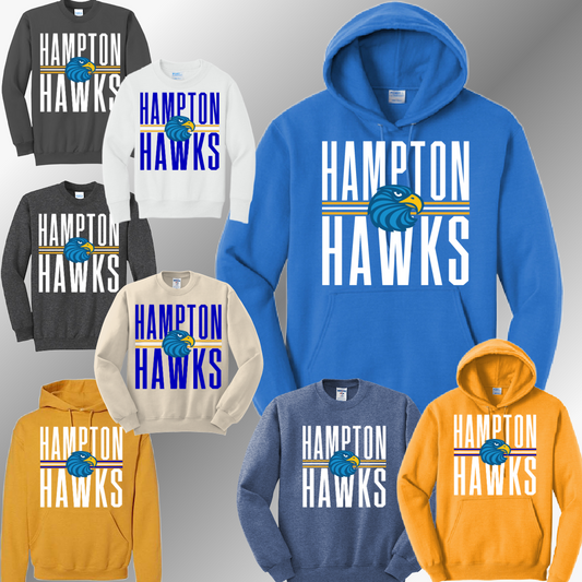 Hampton Hawks - School Name Basic Sweatshirt (Adult)