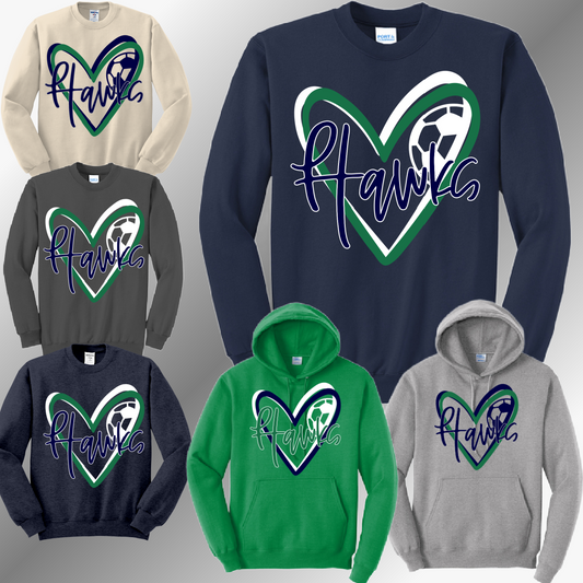 Heritage Hawks - Soccer Heart Basic Sweatshirt (Adult)