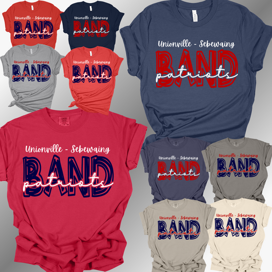 Unionville Sebewaing USA Patriots -Fun Font Band Tee (Adult)