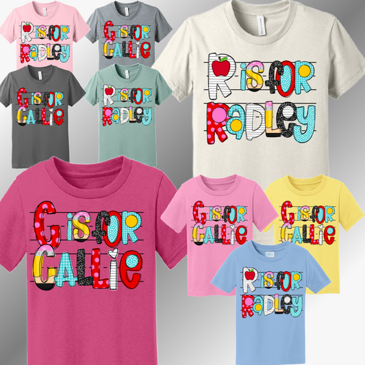 School Alpha Personalized Name Tees (Youth)