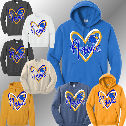 Hampton Hawks - Heart Basic Sweatshirt (Adult)
