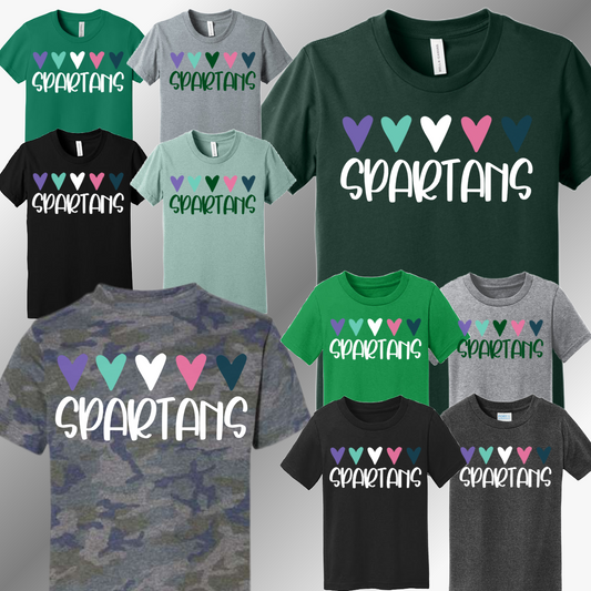 Pinconning Spartans - Fun Hearts Tee (Youth)