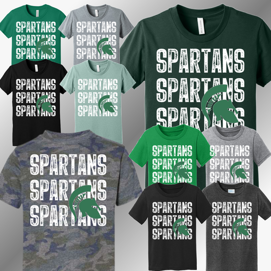 Pinconning Spartans - Distressed Stacked Mascot Tee (Youth)