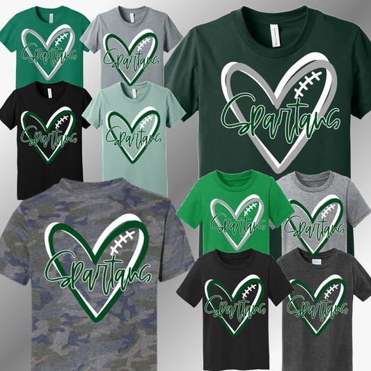 Pinconning Spartans - Football Heart Tee (Youth)
