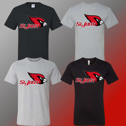 St. John Cardinals - Gray/Black Logo Tee (Short & Long Sleeve)