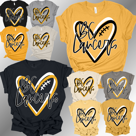 Bullock Creek Lancers - Football Heart Tee (Adult)