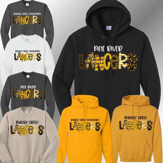 Bullock Creek Lancers - Spirit Font You Choose The School Basic Sweatshirt (Adult)