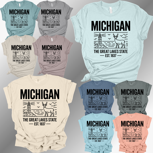Michigan - Deer/Lighthouse Tee (Adult)