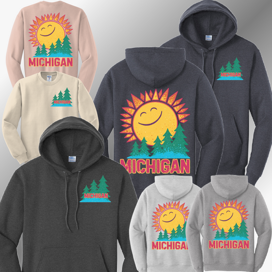 Michigan - Sunshine Smile Back Design Basic Sweatshirt (Adult)