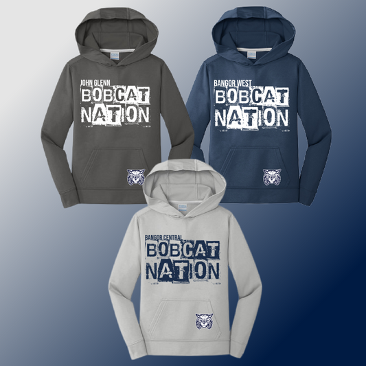 Bobcats - Distressed Block Performance Hoodie (YOU CHOOSE THE SCHOOL!)