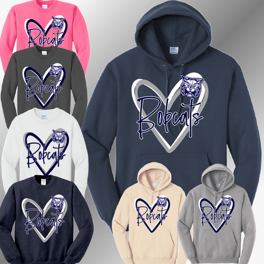 Bangor Bobcats - Doodle Heart Mascot Basic Sweatshirt (Adult)