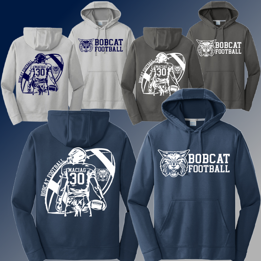 Bobcat Football - Personalized Player Dri Fit Hoodie (Adult)