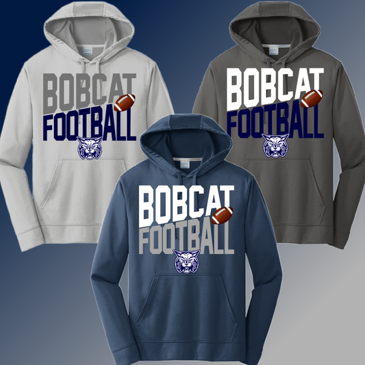 Bobcat Football - Angled Logo Dri Fit Hoodie (Adult)