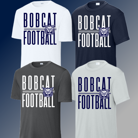 Bobcat Football - Narrow Text Dri Fit Tee (Adult)