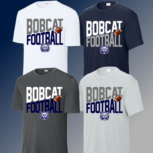 Bobcat Football - Angled Logo Dri Fit Tee (Adult)