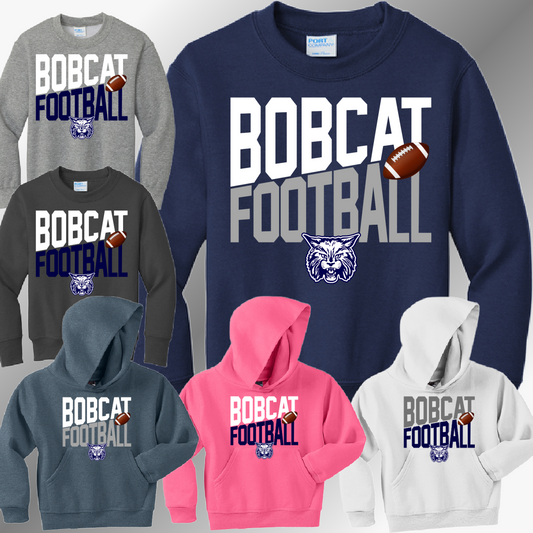 Bobcat Football - Angled Logo Basic Sweatshirt (Youth)