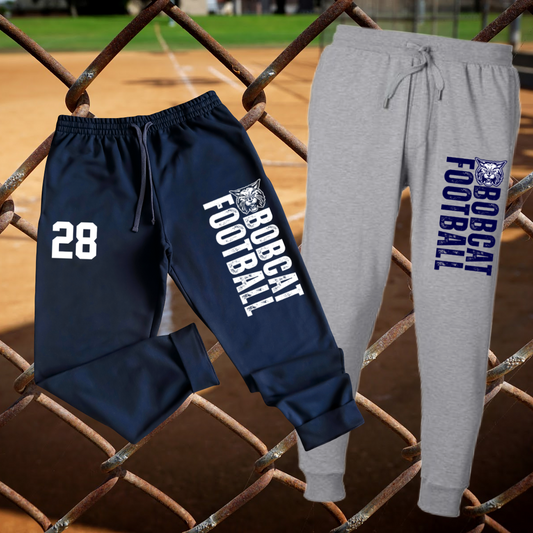 Bobcat Football - Distressed Font Joggers (Adult)