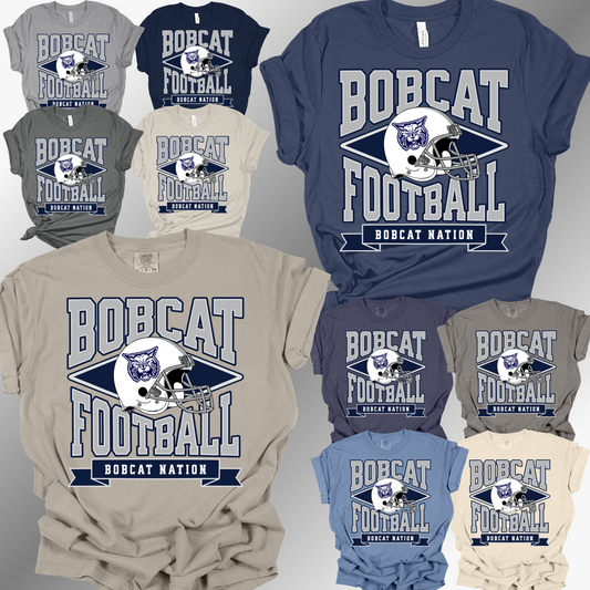 Bobcat Football - Bobcat Nation with Helmet Tee (Adult)