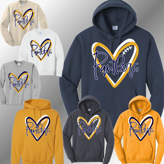 Standish Sterling Panthers - Football Heart Basic Sweatshirt (Adult)