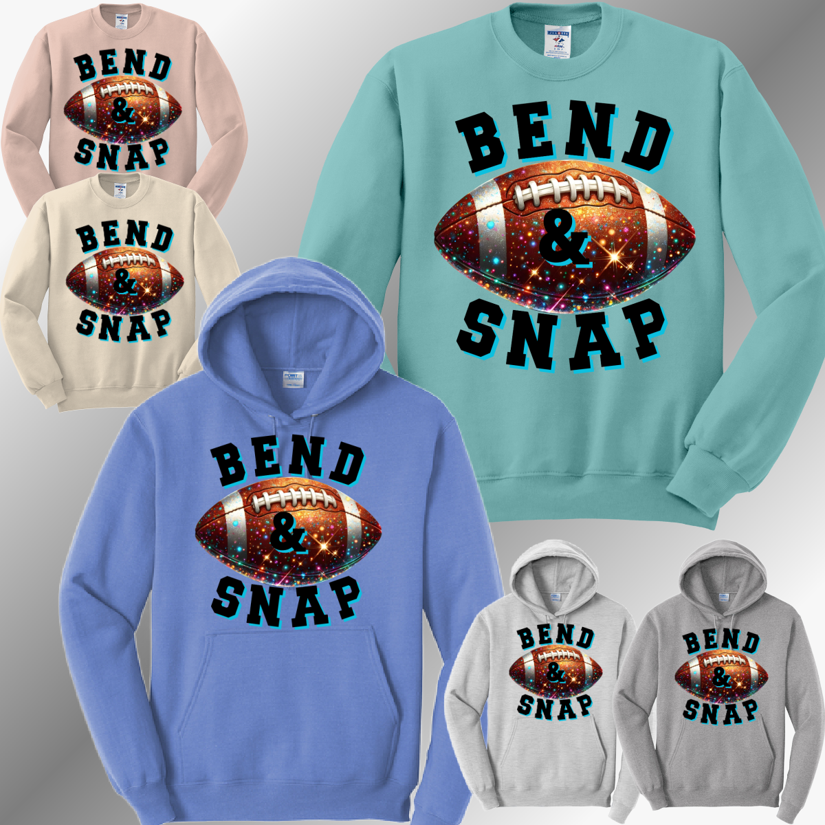 Football - Bend & Snap (Sparkly) Basic Sweatshirt (Adult)