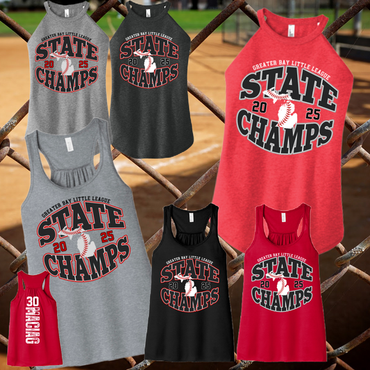Greater Bay Little League - 2025 11U State Champs Option #1 Premium Tank w/Vertical Name & Number