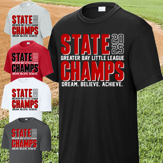 Greater Bay Little League - 2025 11U State Champs Option #2 Performance Tee (Youth, Adult & Tall)