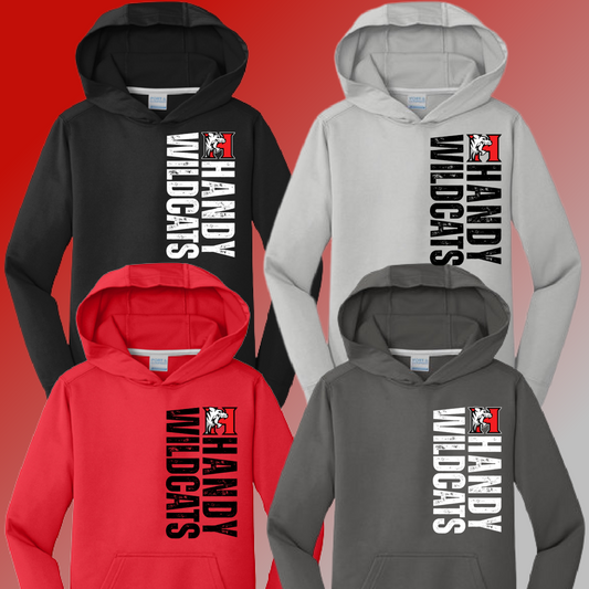Handy Wildcats - Vertical Distressed Dri Fit Hoodie (Youth)