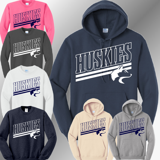 Hemlock Huskies - Angled Mascot Basic Sweatshirt (Adult)
