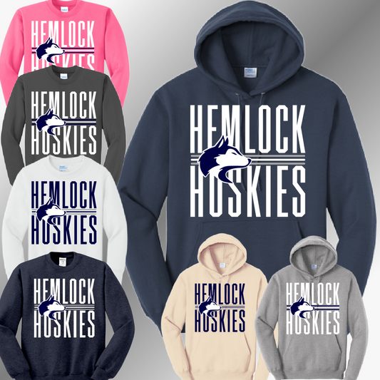 Hemlock Huskies - Narrow Text Basic Sweatshirt (Adult)