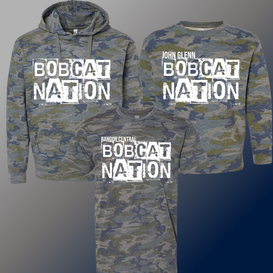 Bobcats  - Camouflage Distressed Block Tee & Sweatshirt