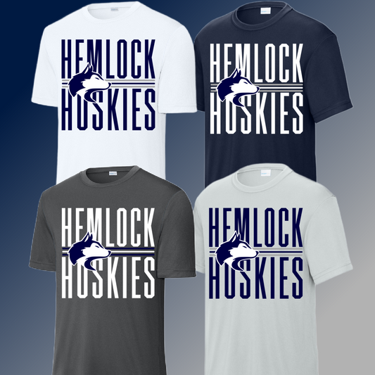 Hemlock Huskies - Narrow Text Dri Fit Tee (Adult)