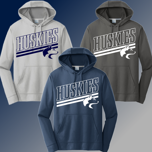 Hemlock Huskies - Angled Mascot Dri Fit Hoodie (Adult)